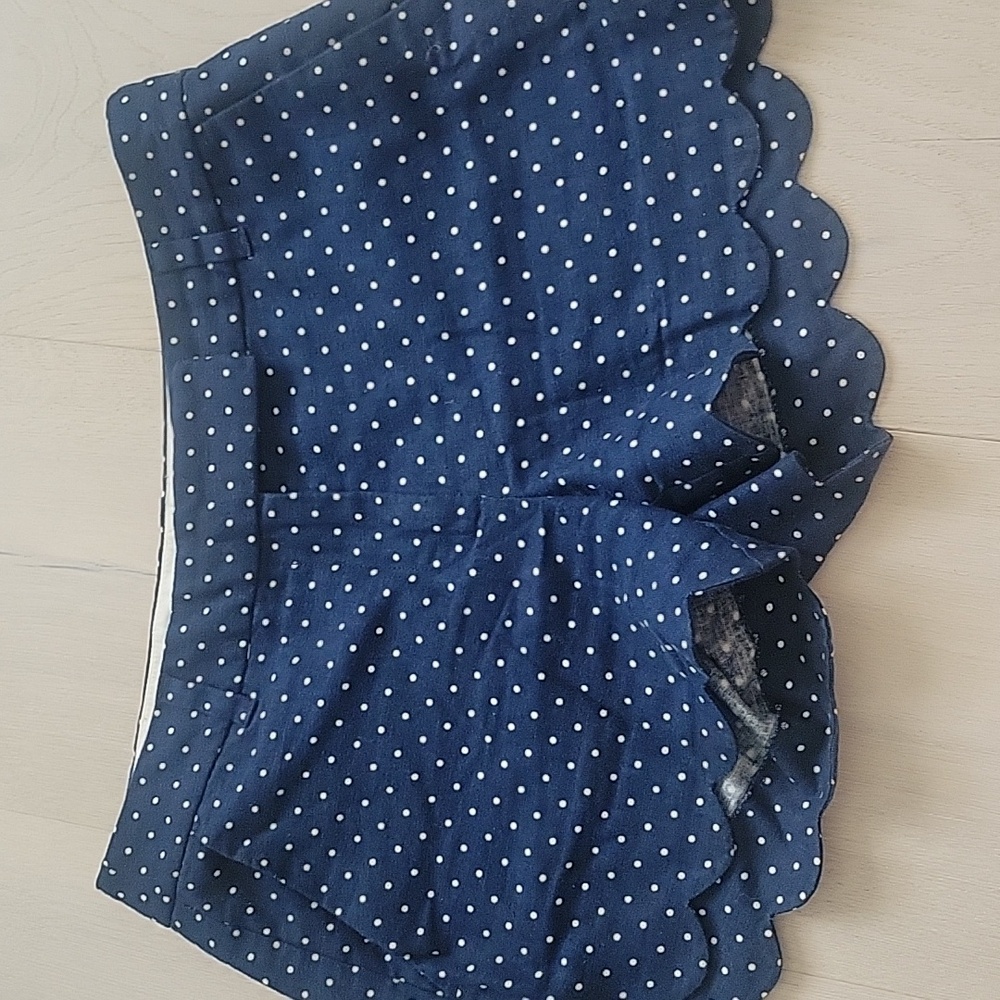 J. Crew Navy Blue Polka Dot Scallop Hem Shorts